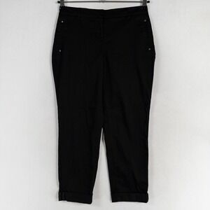 White House Black Market Pants Womens 2 Black Crop Leg Contour Cuffed Stretch
